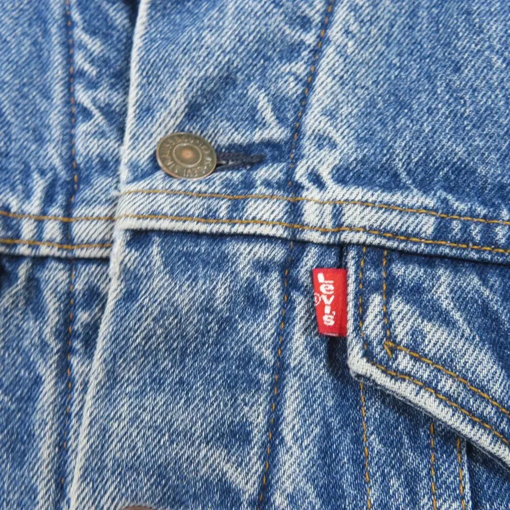 LEVIS Denim Jean Jacket Blanket Lined Trucker Blue Made in USA Sz 42 1980s